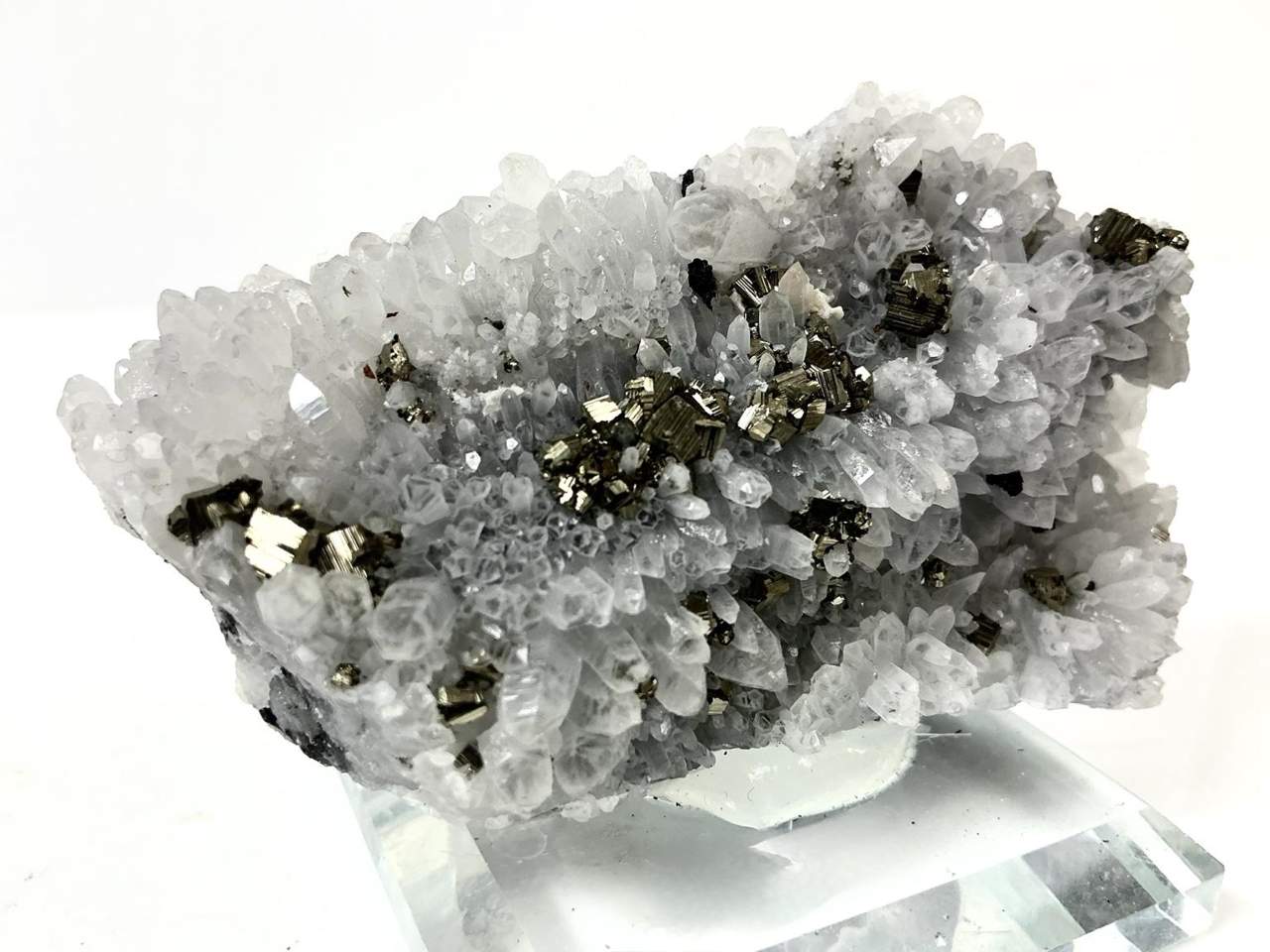 Pyrite with Quartz & Chalcopyrite · Huanzala, natural view 2 of 4